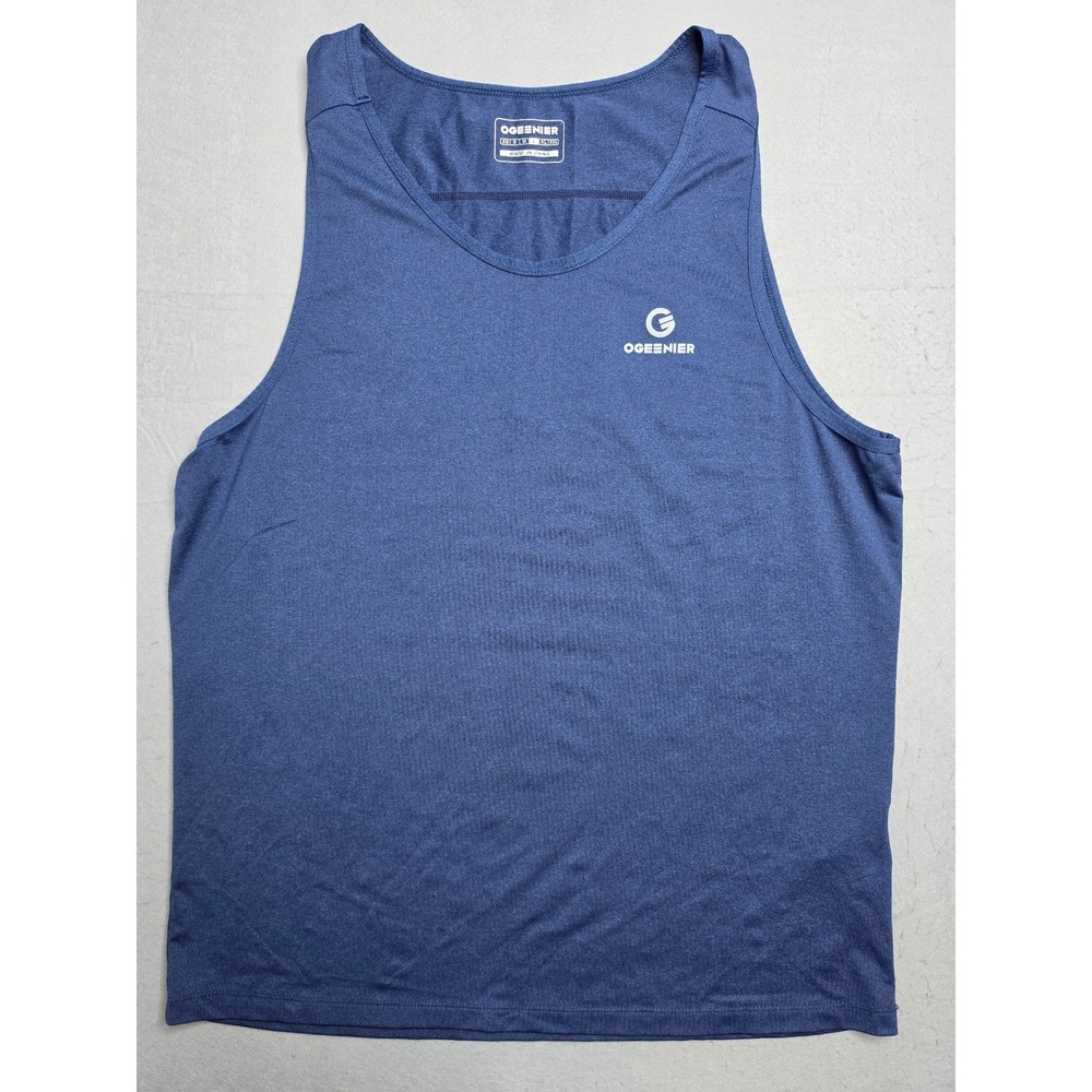Ogeenier Tank Top Men's Large Blue Stretch Round Neck Running Athleisure Workout
